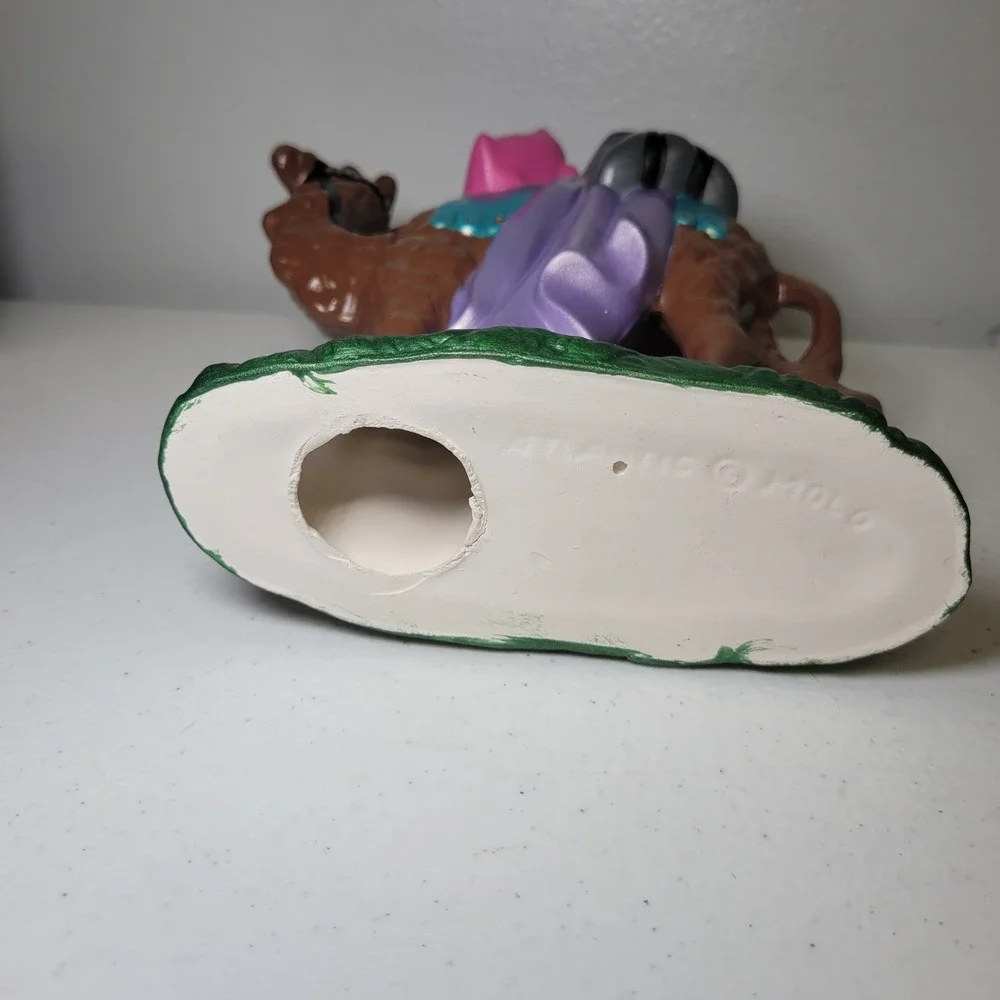 Atlantic Mold Nativity Camel Ceramic Vintage Standing Figurine Brown Teal Purple